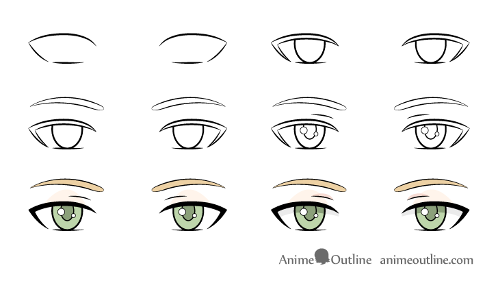 Anime woman eyes step by step drawing