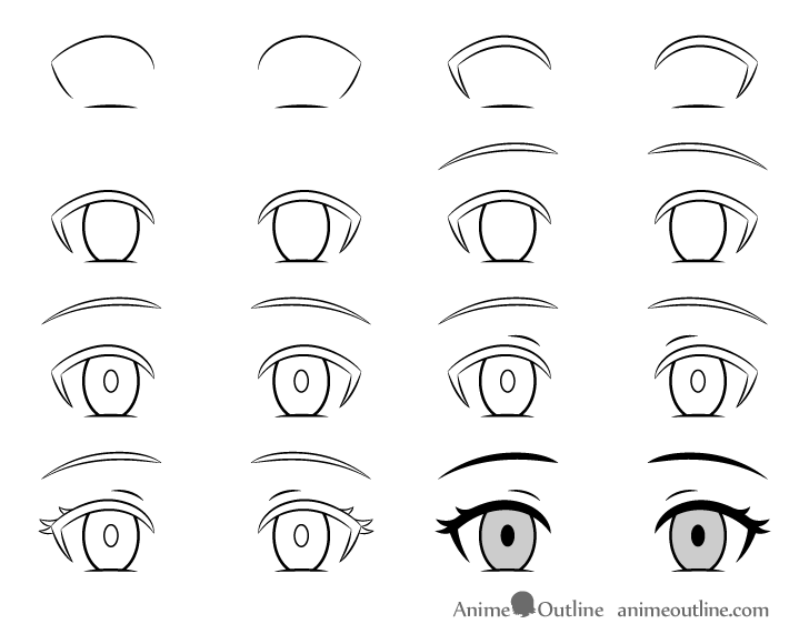 Cold anime eyes drawing step by step