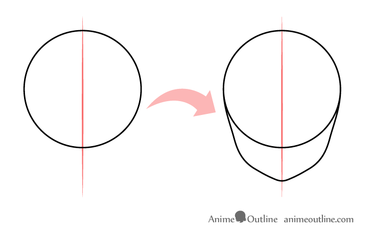 Anime pop idol girl head shape drawing