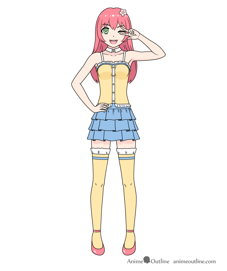 Anime pop star girl drawing