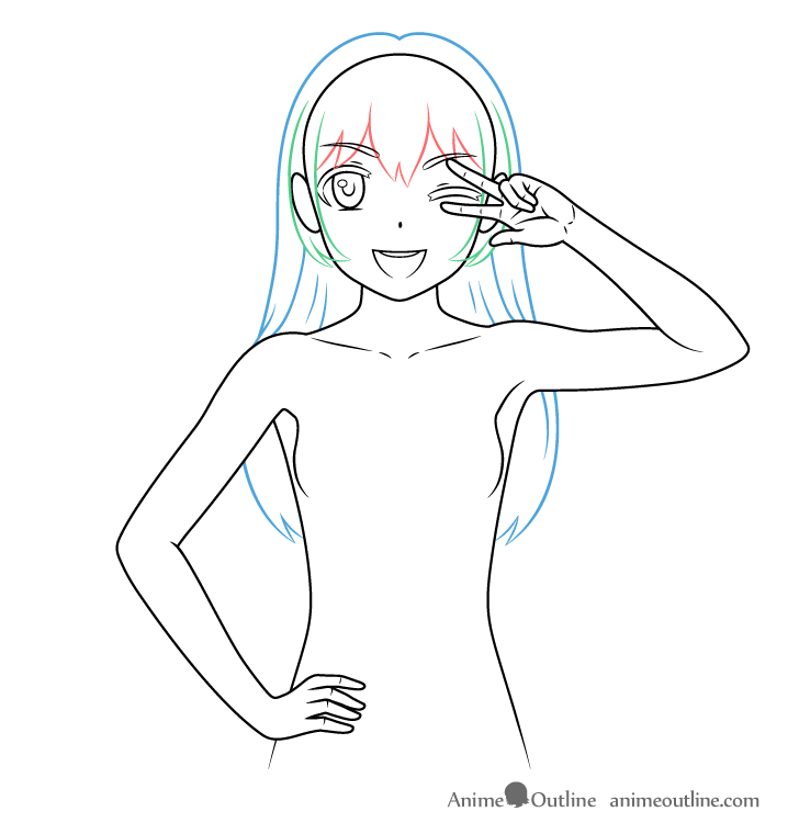 Anime pop star girl hair background drawing