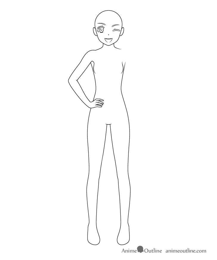 Anime pop star girl hand on hip drawing