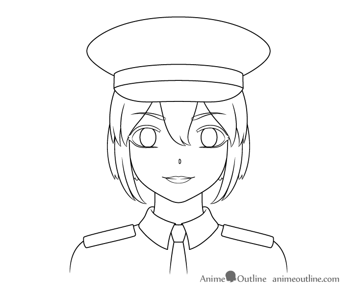 Anime police girl clothes drawing