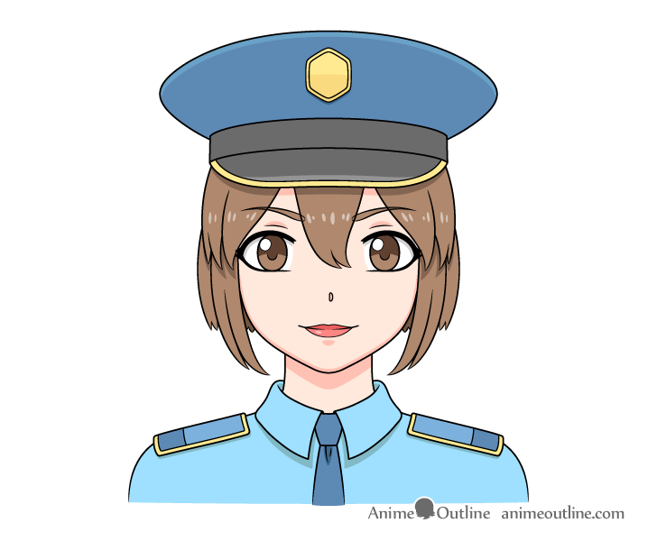 Anime police girl drawing