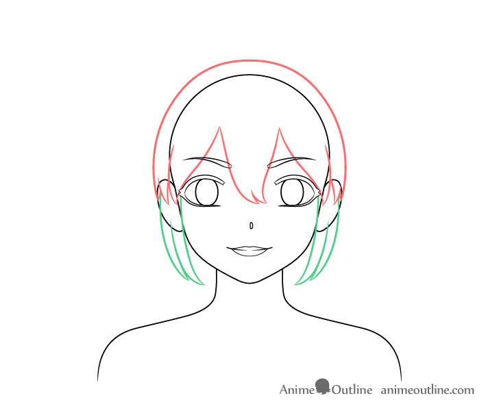 Anime police girl hair sides drawing