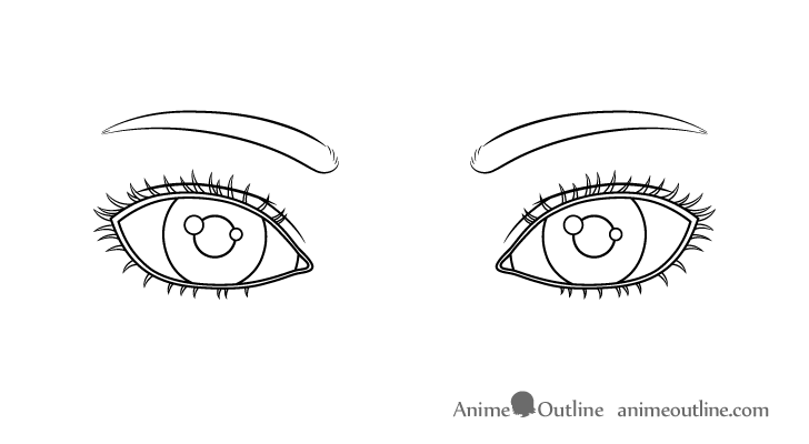 Big realistic eyes line drawing