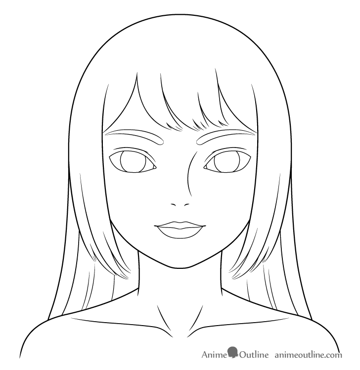 Girl with big eyes collarbones drawing
