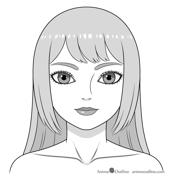 Girl with big eyes drawing