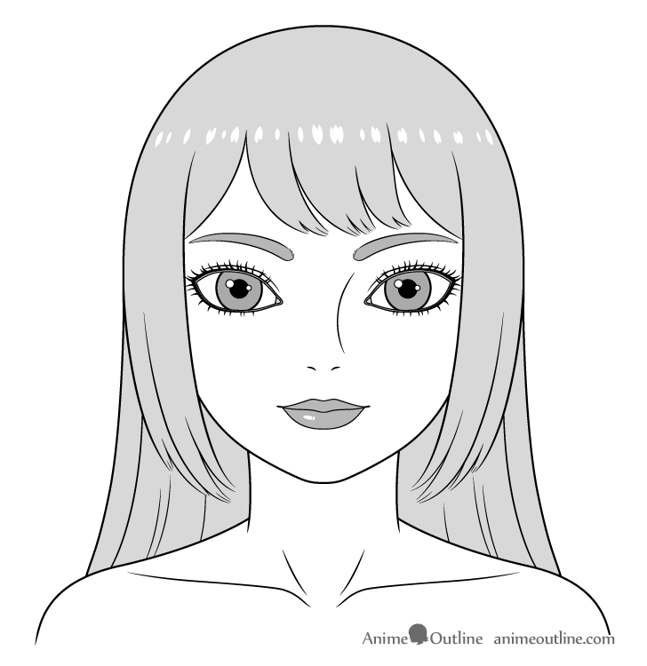 Girl with big eyes drawing shading